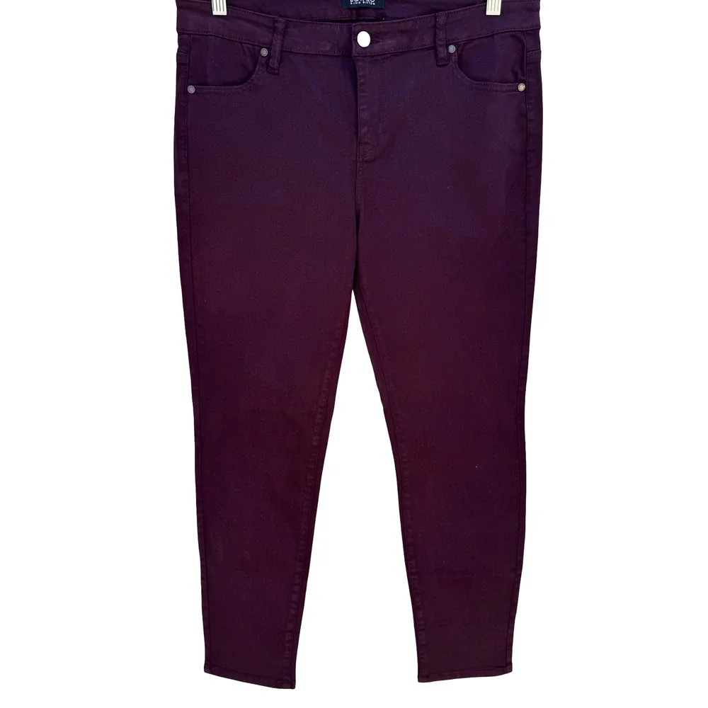 Buffalo David Bitton Vale Burgundy Mid-Rise Stretch Skinny Jeans 12 Jewel Tone